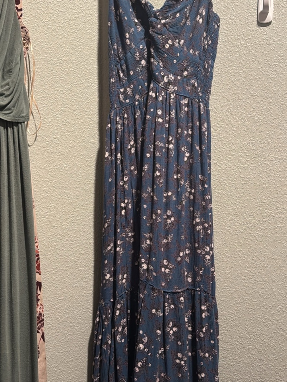 Angie Blue Floral Maxi Dress with White Accents
